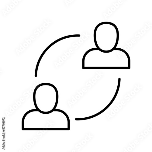 User exchange line icon, two people or person, in connect arrow, communication circle trade. Personnel change Staff updating logo vector illustration design on white background.
