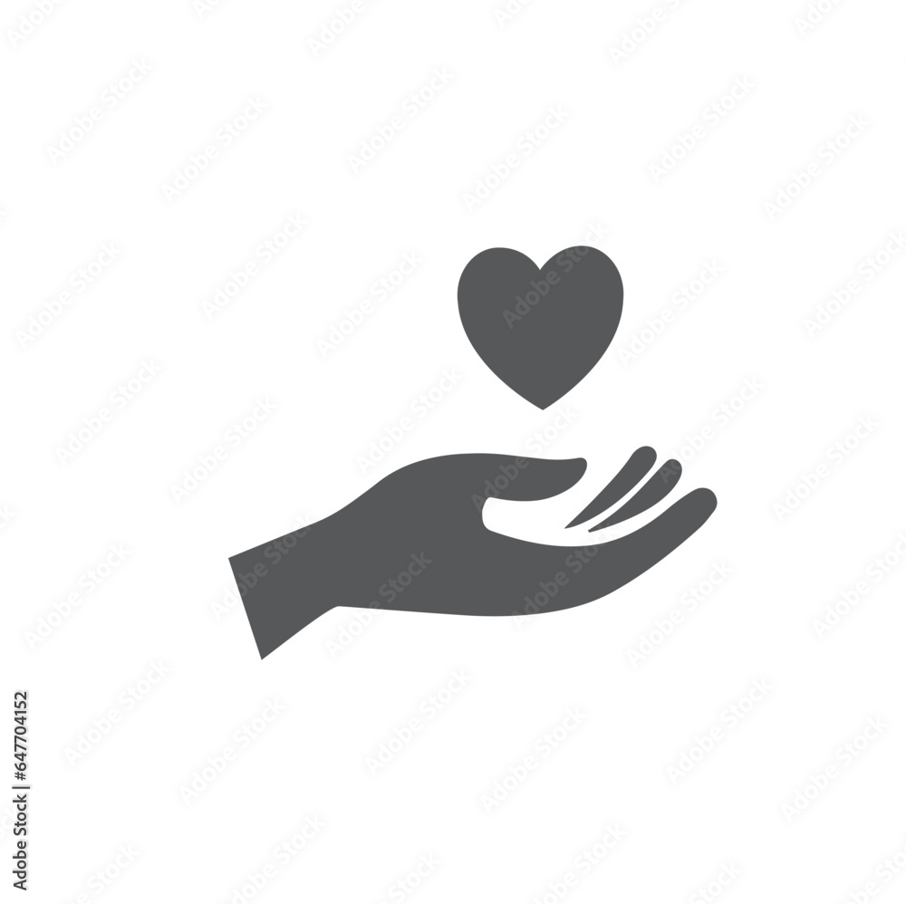 Obraz premium Heart in hand. Hands holding heart, icon, vector.