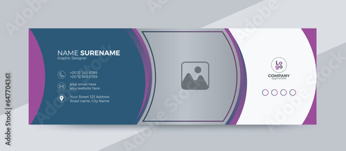 Corporate Email signature template or email footer and personal social media cover templates with an author photo place creative modern layout
