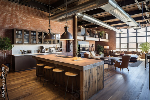 Industrial Design: Exposed brick, metal, and reclaimed wood featuring prominently in urban loft spaces