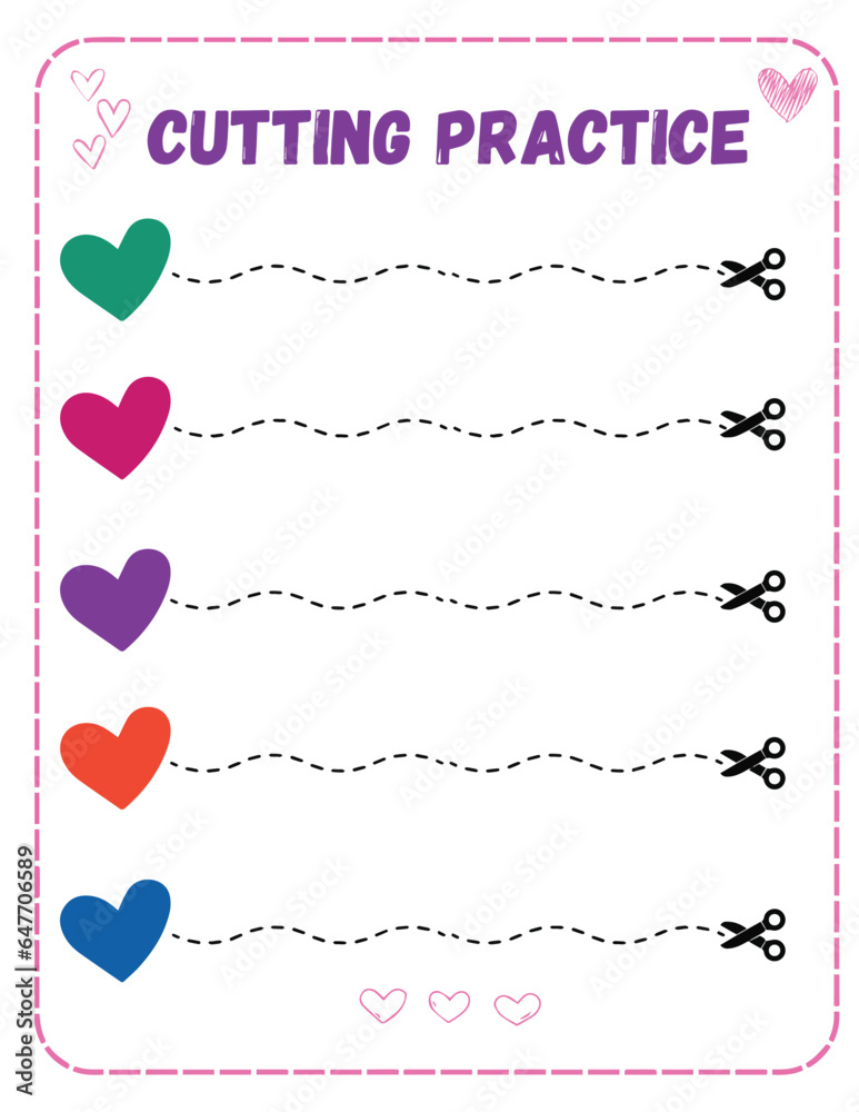 Cutting Practice Worksheet For Kids