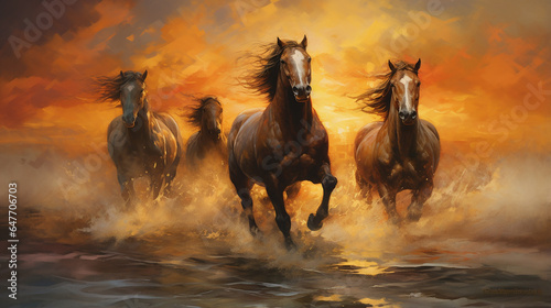 Três cavalos na paisagem   photo