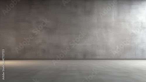Gray wall in an empty room with concrete floor design. Generative AI © Yellow