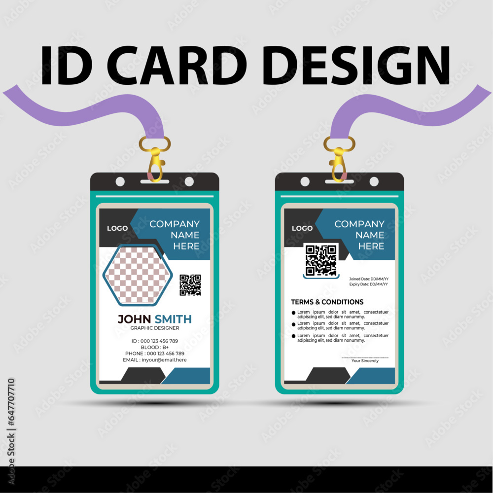 Naklejka premium Modern Identity Minimalist Corporate Professional ID Card Vector Design Template For Your Company Employee And Other.