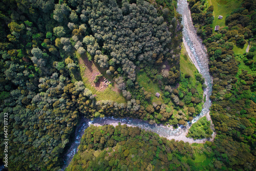 Aerial drone view of the Swiss Alps