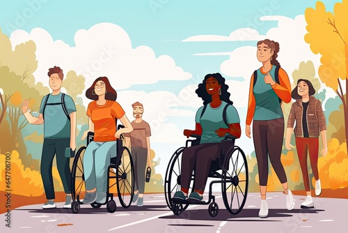 Inclusive education and ability to study for disabled pupil with physical limitations. Social groups and multicultural society learn in school