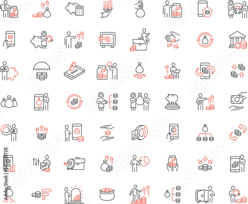 Vector Collection of Linear Icons Related to Business investment, Trade Service, Investment Strategy and Finance Management. Thin outline icons pack - part 2