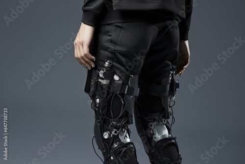 One man walks on a special in medical prosthesis. Future technology