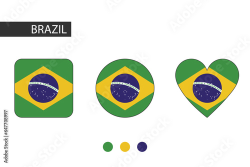 Brazil 3 shapes (square, circle, heart) with city flag. Isolated on white background. Free Download Brazil 3 shapes (square, circle, heart) with city flag. Isolated on white background. - GFXLoad