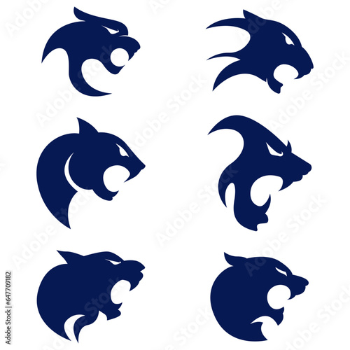 wild animal head silhouette logo set