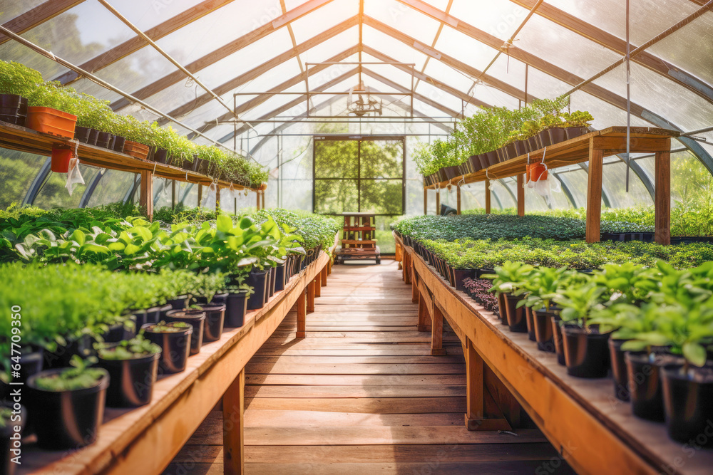 Leafy Green Oasis: A greenhouse thrives with the growth of lush leaves and organic vegetables, showcasing the power of controlled farming. Leafy Green Oasis: A greenhouse thrives with the growth of lush leaves and organic vegetables, showcasing the power of controlled farming.
