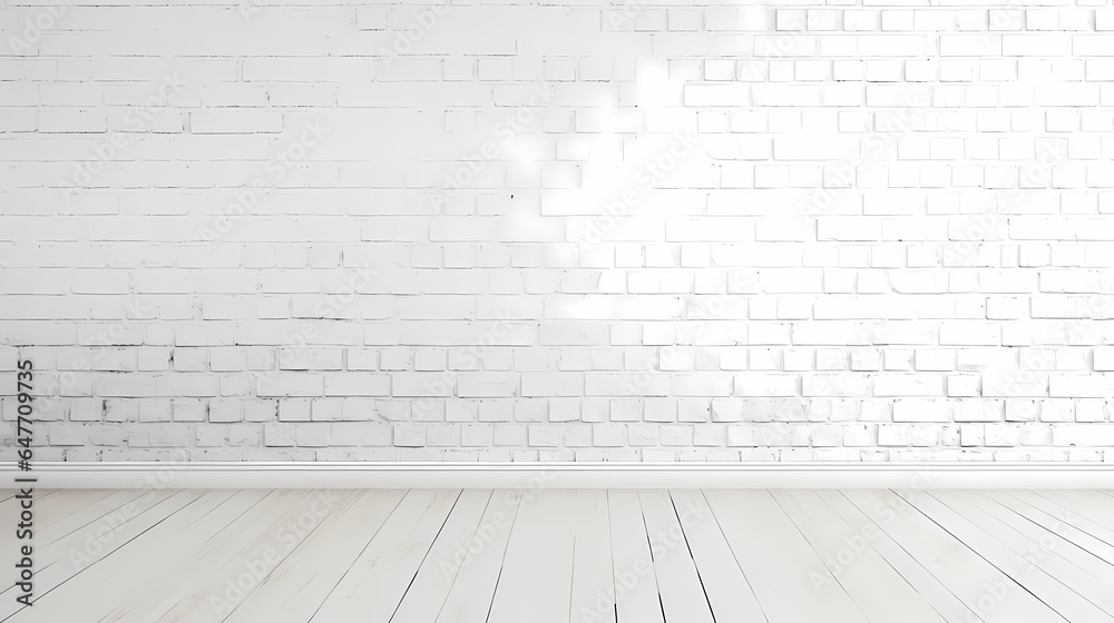 A Clean Slate: White Brick Background, Soft Light, and Space for Product Presentation