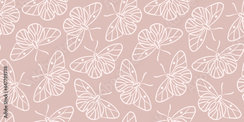 Scattered butterflies pastel vector background  seamless repeat pattern wallpaper