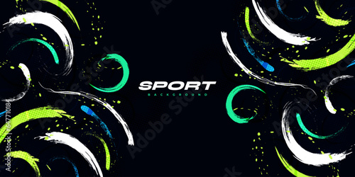 Abstract Brush Background with Sporty Style and Halftone Effect. Brush Stroke Illustration for Banner, Poster, or Sports Background. Scratch and Texture Elements For Design