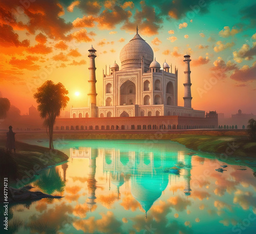 Taj Mahal India - Created with Generative AI Technology