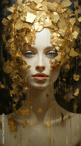 mulher dourada rosto arte luxo ouro 