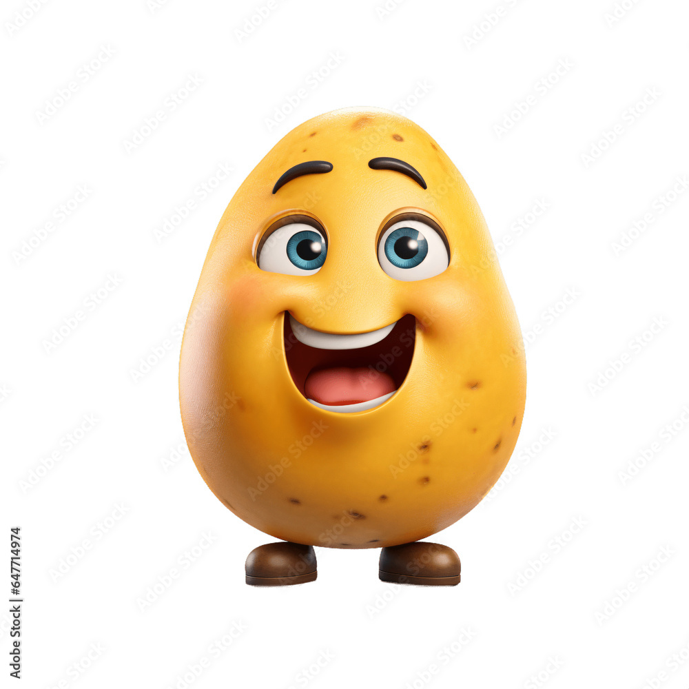 Cute friendly potatp cartoon character isolated on transparent background. Cute friendly potatp cartoon character isolated on transparent background.