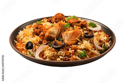 Chicken Biryani Isolated on Transparent Background. Generative Ai