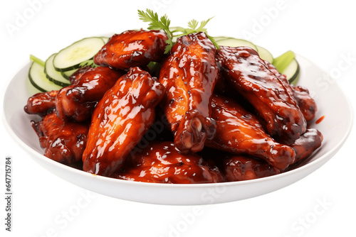 Tasty Barbecue Wings Isolated on transparent Background. Generative AI