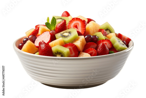 A bowl of Healthy Fruit Salad Isolated on Transparent Background. Generative Ai