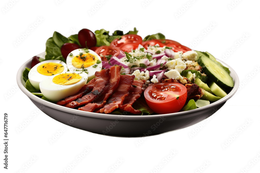 Healthy Cobb Salad Isolated on transparent Background. Generative AI