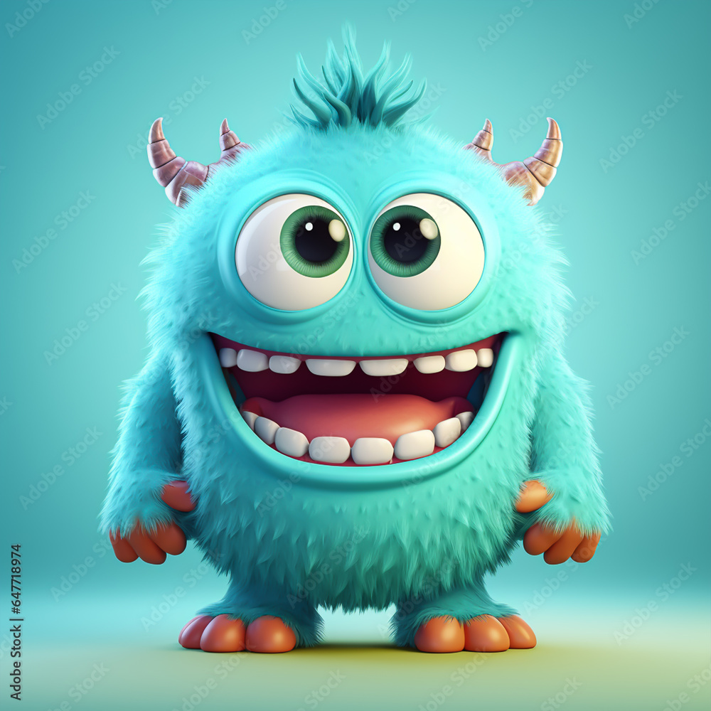 3d cute cartoon monster realistic 3d monster 