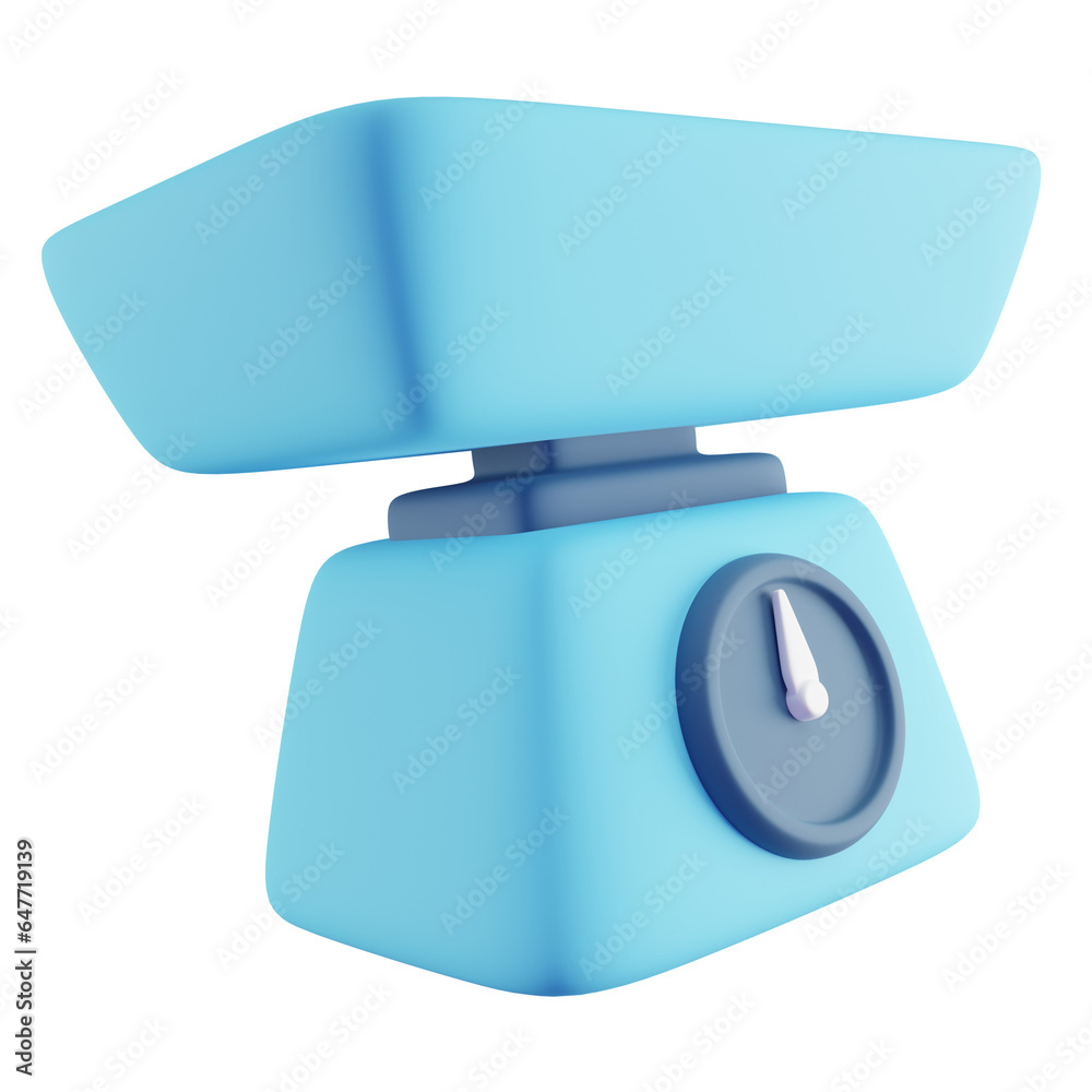 3D Illustration of Blue Weight Scale 3D Illustration of Blue Weight Scale