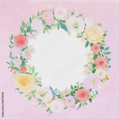 circular floral frame mockup  generative ai   pink floral frame for design