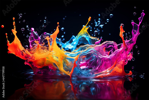 Obraz na płótnie Neon Water Splash w salonie
