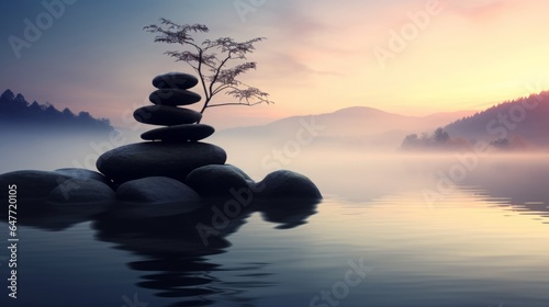 meditative zen background, 16:9, concept: yoga