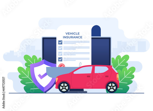 Online vehicle insurance flat illustration, Car insurance policy, Auto insurance, Car safety, assistance and protection concept for, ui, web design, landing page, infographic
