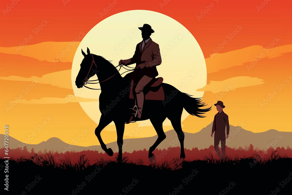 cartoon style of person riding a horse