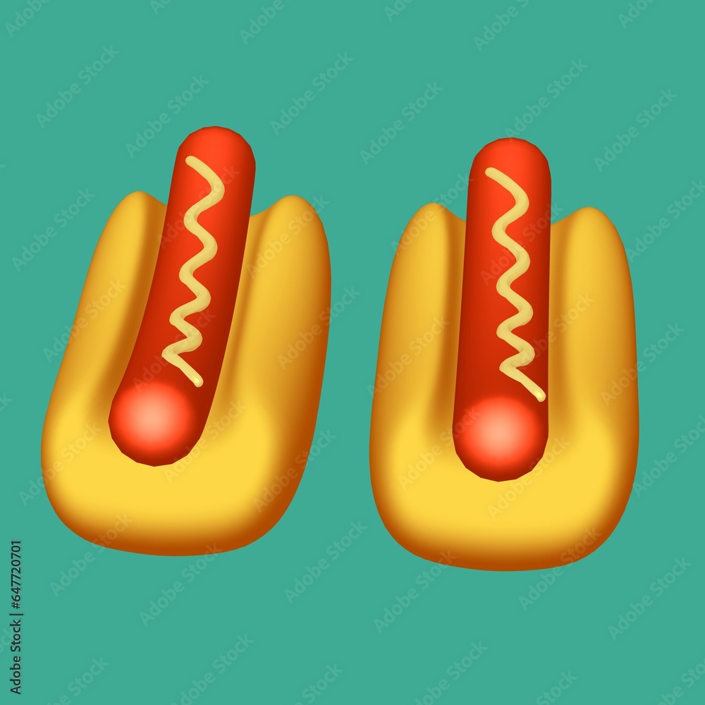 Hotdog fast food. 3d render Hotdog fast food. 3d render