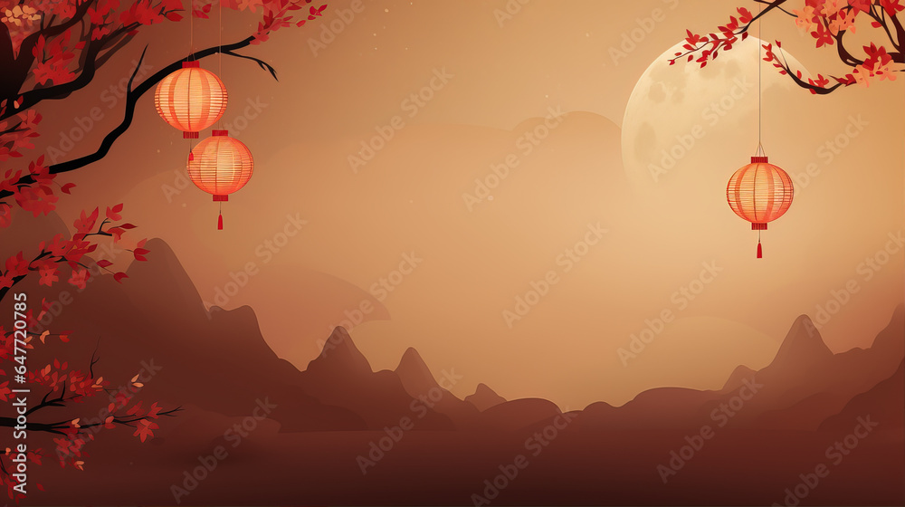 Obraz premium Decorative background of Chinese traditional festival Mid-Autumn Festival,created with generative ai tecnology.