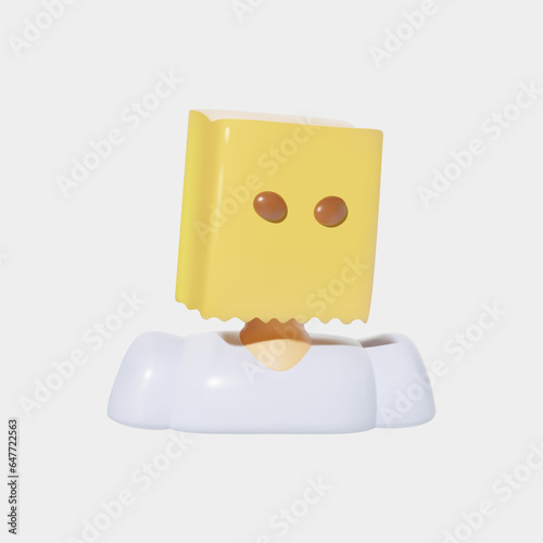 3D icon with person covering his head with paper bag.