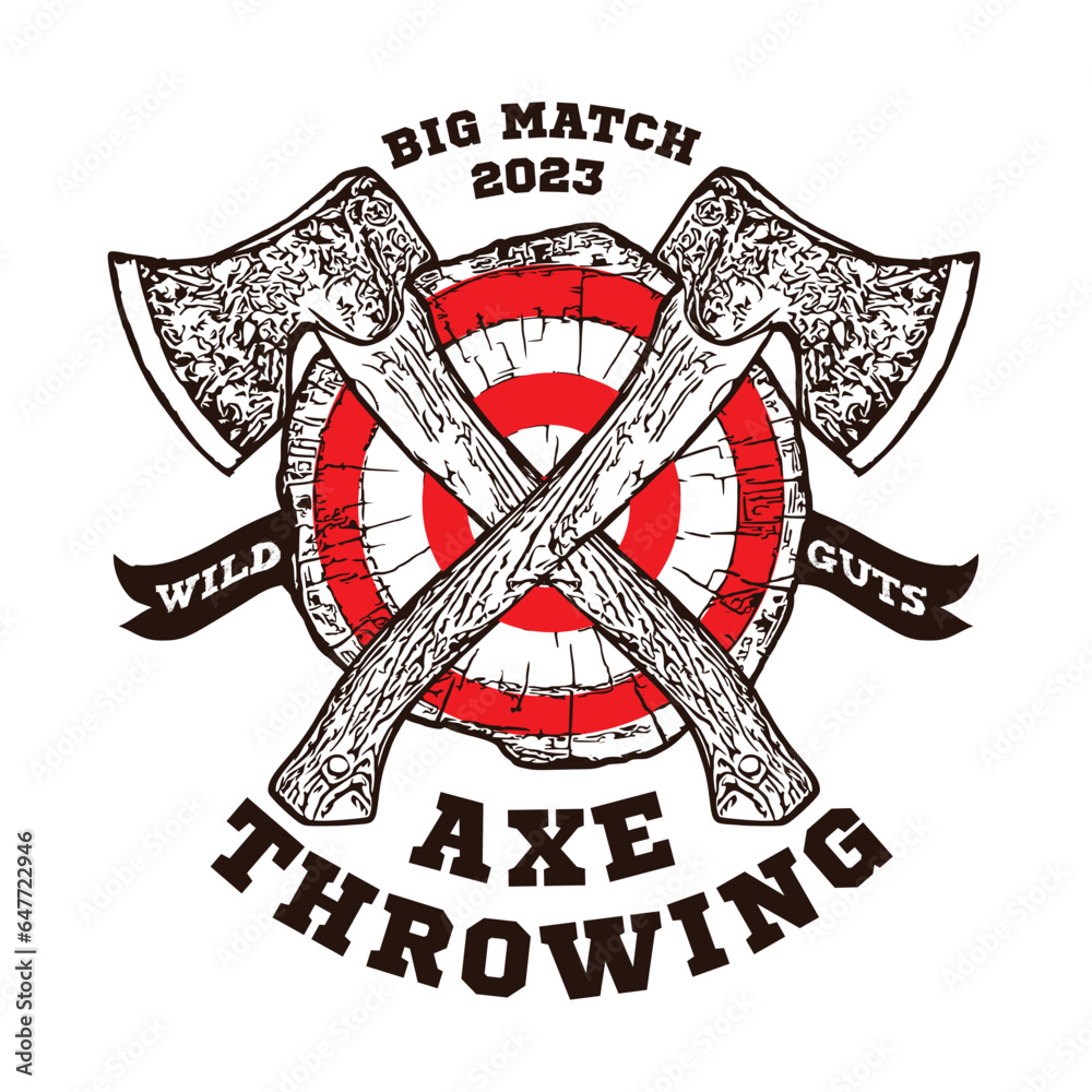 Axe Throwing Club logo in wood target, good for axe club logo design