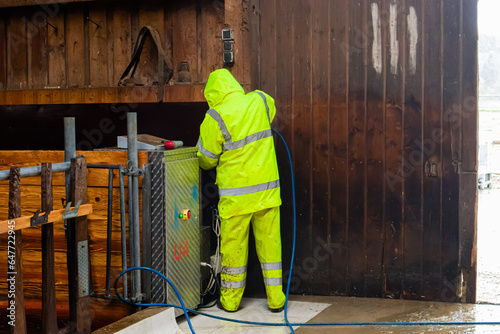 Obraz na plátně man in protective suit
