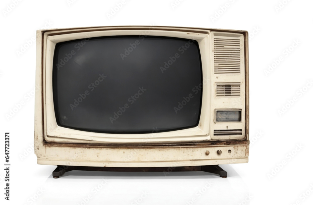 Old television isolated on white background