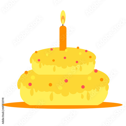 Delicious cream cake with a candle
