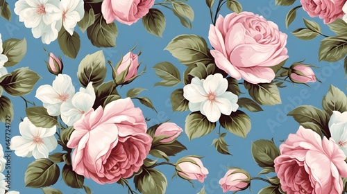 Wallpaper Mural Samless pink flower bunch design pattern Torontodigital.ca