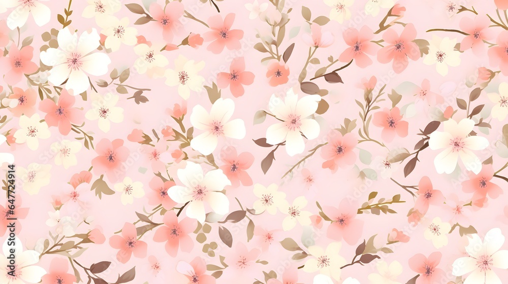 Samless pink flower bunch design pattern