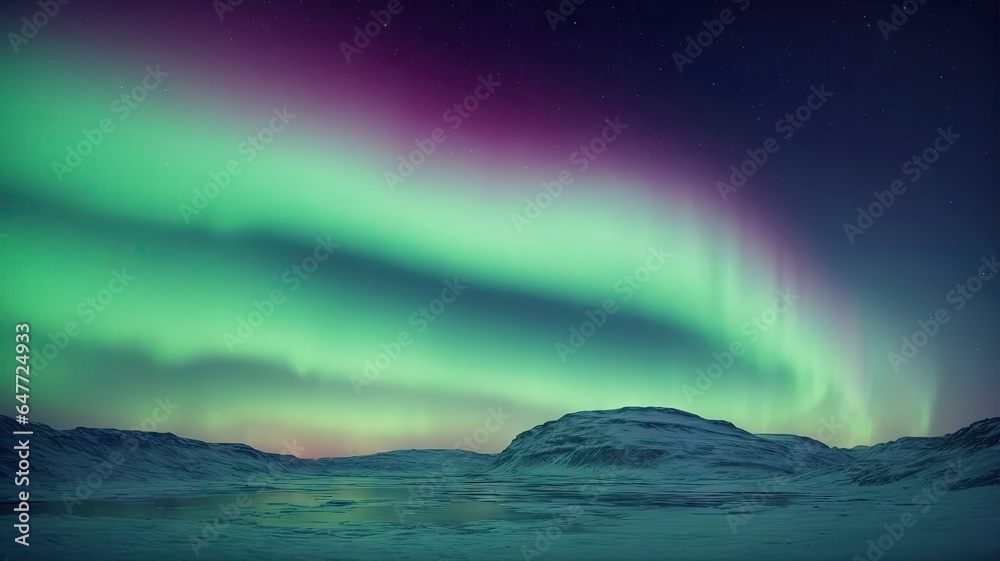 Aurora borealis in sky, beautiful landscape