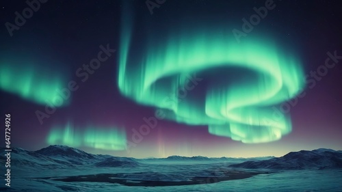 Aurora borealis in sky, beautiful landscape © Игорь Цыбров