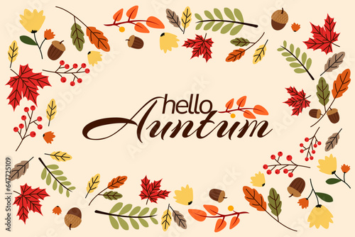 Autumn leaves background vector template