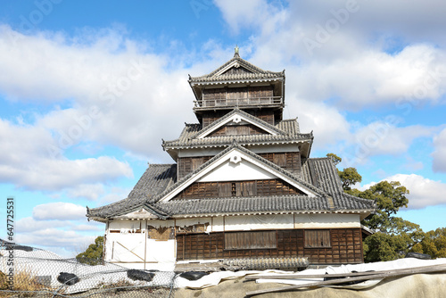 The Famous Landscape vintage building of Kumamoto Castle in Northern Kyushu, Japan.