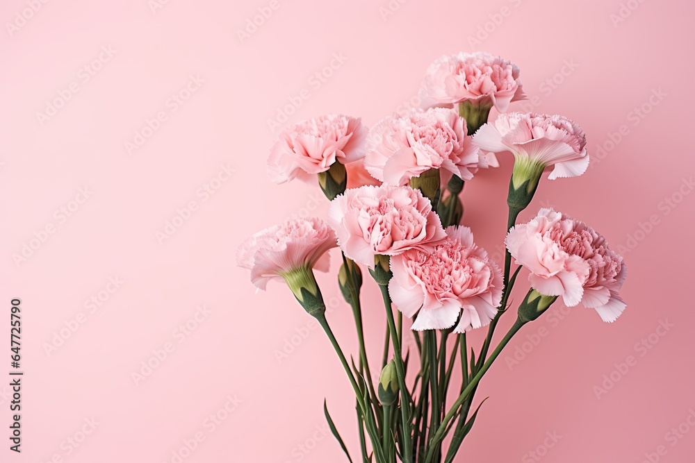 carnations blooming on pink background