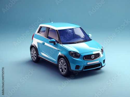 3d isometric car on vibrant background.