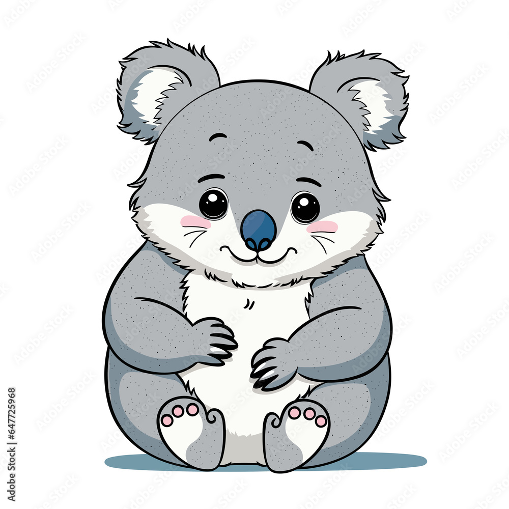 Obraz premium A vector of a cute Koala in black and white coloring transparent white background PNG