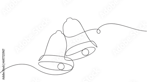 Christmas Bell one line drawing. bell continuous. Vector