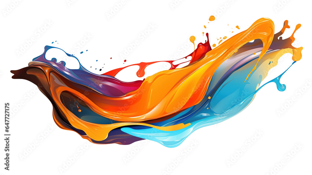 Colorful paint 3d splash. Isolated element on the transparent background. High quality Illustration.